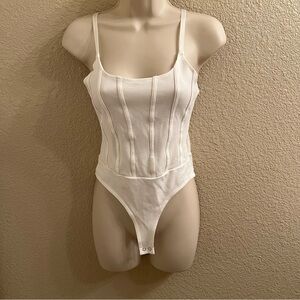 Forever 21 White Ribbed Bodysuit